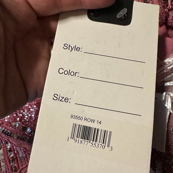 NWT Mac Duggal Geometric Patterned Sequin Midi Dress 14 Rosewood #8264 - Picture 6 of 8